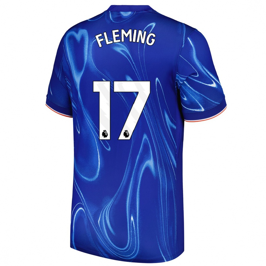 Kinder Fußball Jessie Fleming #17 Blau Weiß Heimtrikot Trikot 2024/25 T-Shirt Luxemburg