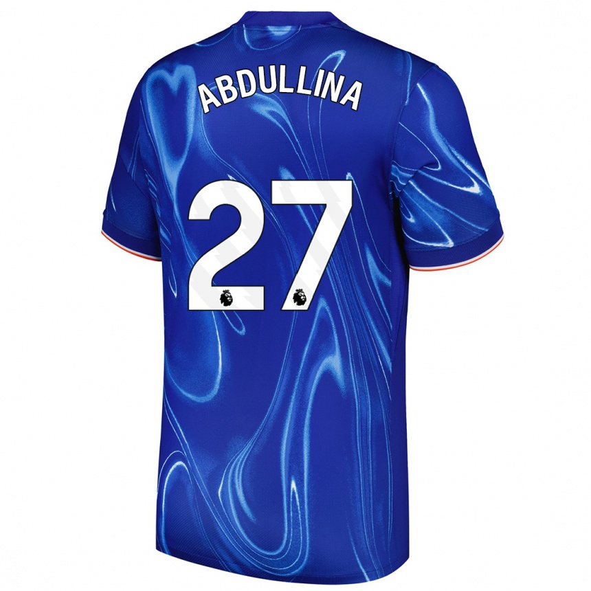 Kinder Fußball Alsu Abdullina #27 Blau Weiß Heimtrikot Trikot 2024/25 T-Shirt Luxemburg