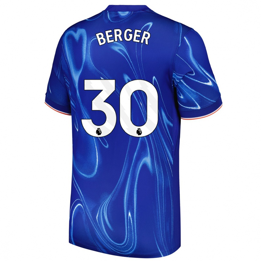 Kinder Fußball Ann-Katrin Berger #30 Blau Weiß Heimtrikot Trikot 2024/25 T-Shirt Luxemburg