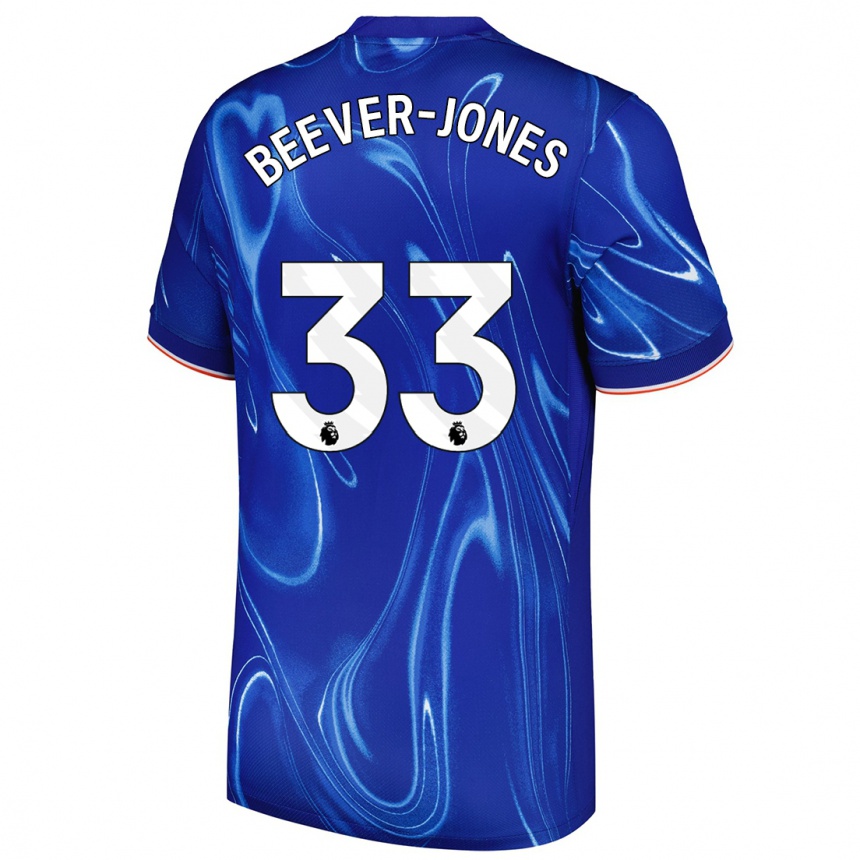 Kinder Fußball Aggie Beever-Jones #33 Blau Weiß Heimtrikot Trikot 2024/25 T-Shirt Luxemburg