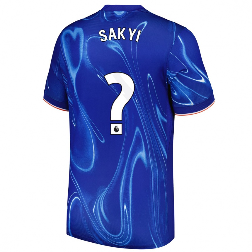 Kinder Fußball Samuel Rak-Sakyi #0 Blau Weiß Heimtrikot Trikot 2024/25 T-Shirt Luxemburg