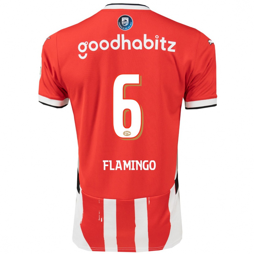 Kinder Fußball Ryan Flamingo #6 Rot Weiß Heimtrikot Trikot 2024/25 T-Shirt Luxemburg