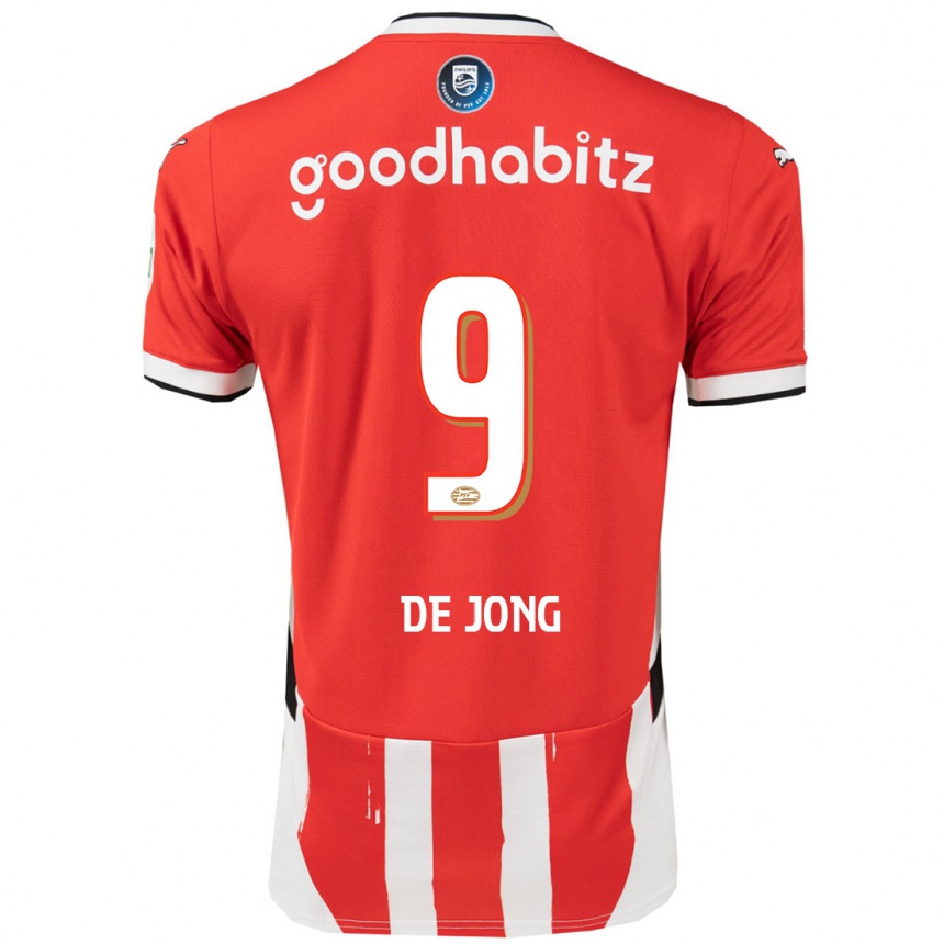 Kinder Fußball Luuk De Jong #9 Rot Weiß Heimtrikot Trikot 2024/25 T-Shirt Luxemburg