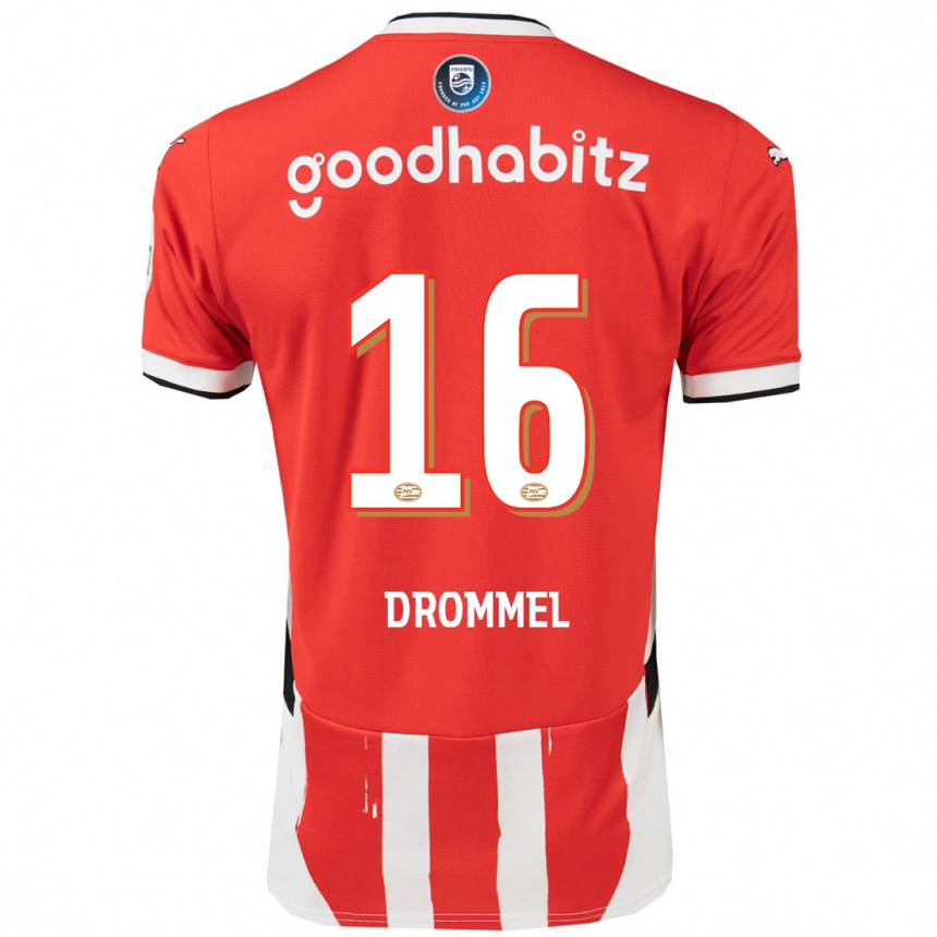 Kinder Fußball Joël Drommel #16 Rot Weiß Heimtrikot Trikot 2024/25 T-Shirt Luxemburg