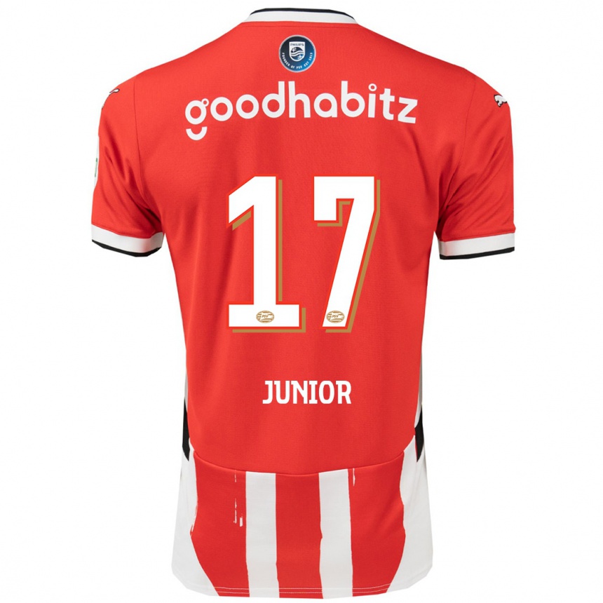 Kinder Fußball Mauro Júnior #17 Rot Weiß Heimtrikot Trikot 2024/25 T-Shirt Luxemburg