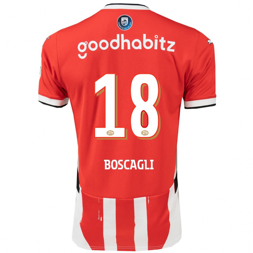 Kinder Fußball Olivier Boscagli #18 Rot Weiß Heimtrikot Trikot 2024/25 T-Shirt Luxemburg