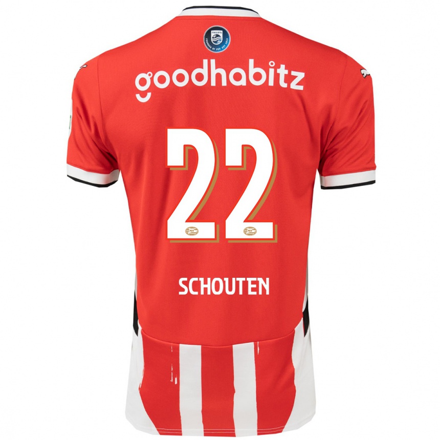 Kinder Fußball Jerdy Schouten #22 Rot Weiß Heimtrikot Trikot 2024/25 T-Shirt Luxemburg