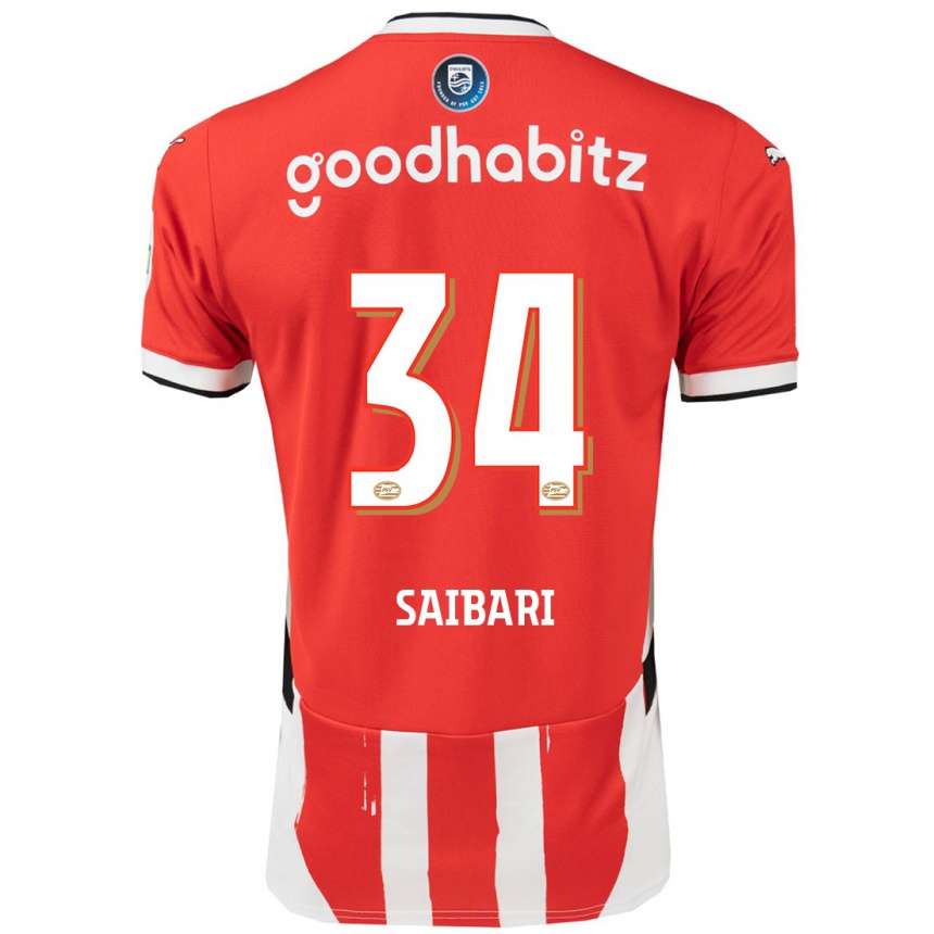 Kinder Fußball Ismael Saibari #34 Rot Weiß Heimtrikot Trikot 2024/25 T-Shirt Luxemburg