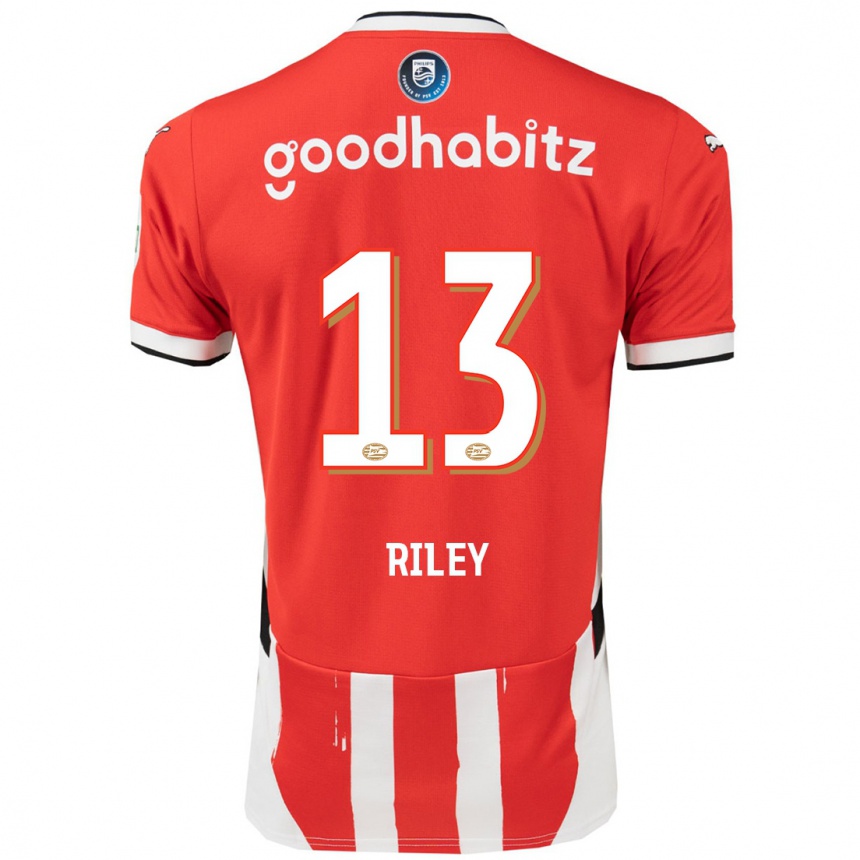 Kinder Fußball Indiah-Paige Riley #13 Rot Weiß Heimtrikot Trikot 2024/25 T-Shirt Luxemburg