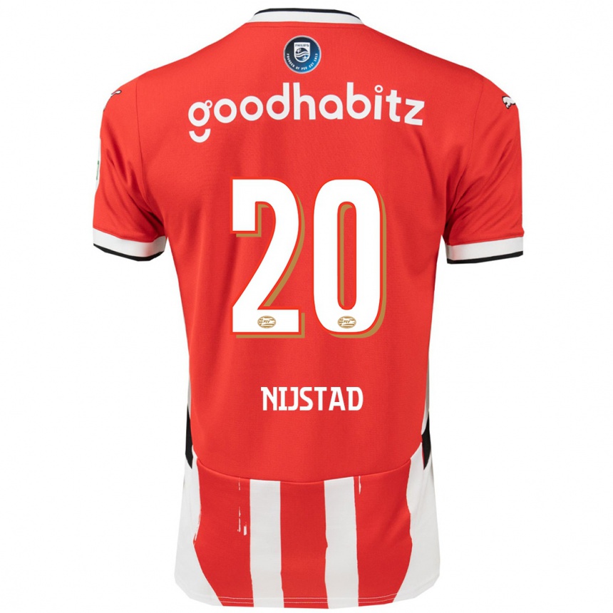 Kinder Fußball Nina Nijstad #20 Rot Weiß Heimtrikot Trikot 2024/25 T-Shirt Luxemburg