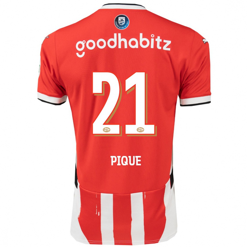 Kinder Fußball Naomi Piqué #21 Rot Weiß Heimtrikot Trikot 2024/25 T-Shirt Luxemburg