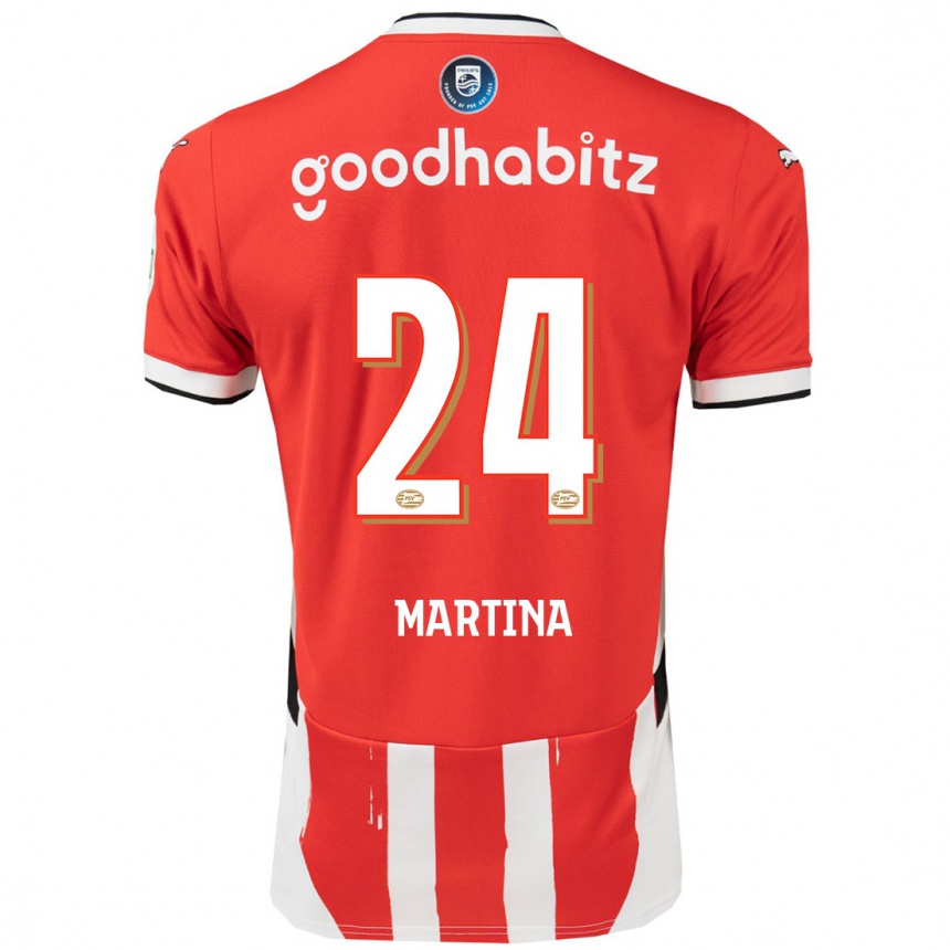 Kinder Fußball Shijona Martina #24 Rot Weiß Heimtrikot Trikot 2024/25 T-Shirt Luxemburg