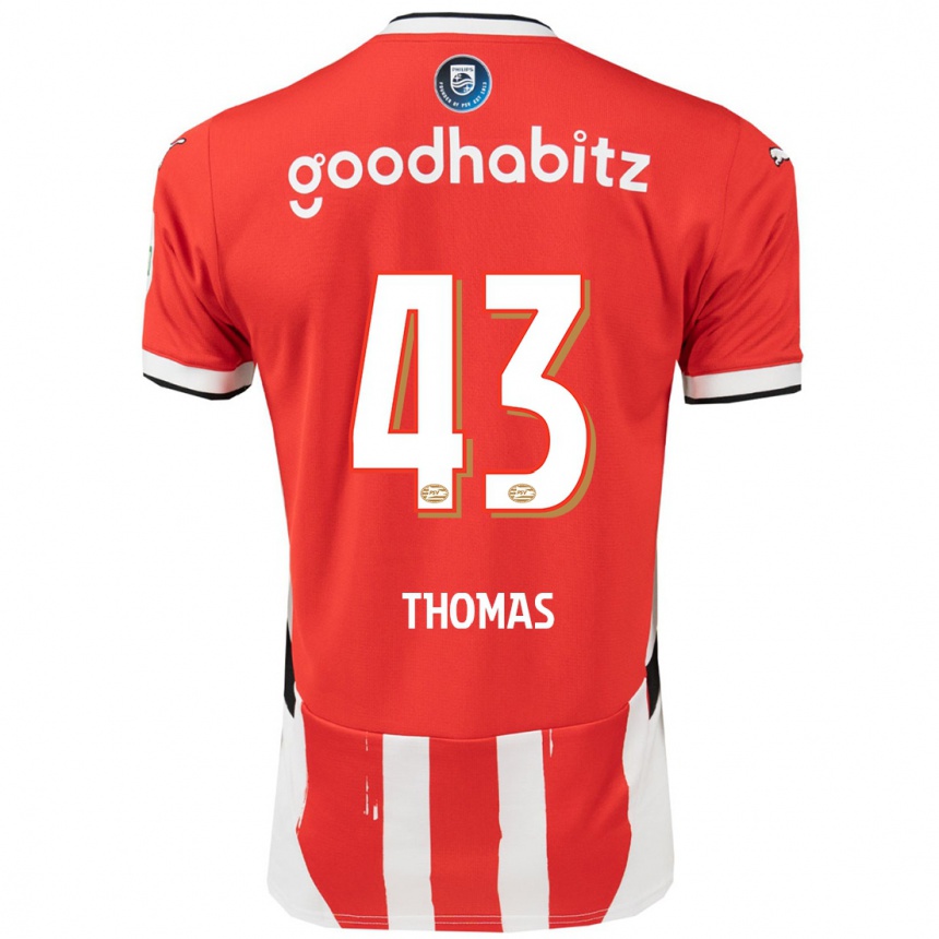 Kinder Fußball Kealyn Thomas #43 Rot Weiß Heimtrikot Trikot 2024/25 T-Shirt Luxemburg