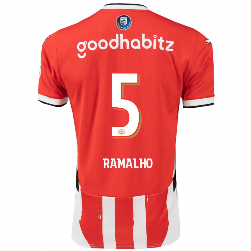 Kinder Fußball André Ramalho #5 Rot Weiß Heimtrikot Trikot 2024/25 T-Shirt Luxemburg