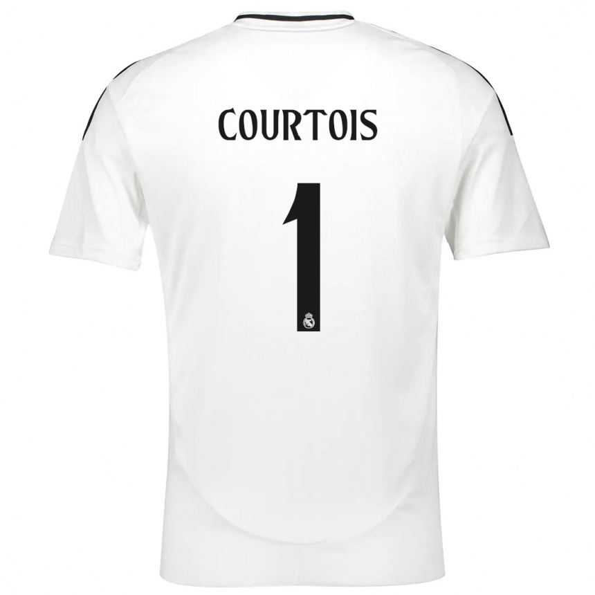 Kinder Fußball Thibaut Courtois #1 Weiß Heimtrikot Trikot 2024/25 T-Shirt Luxemburg