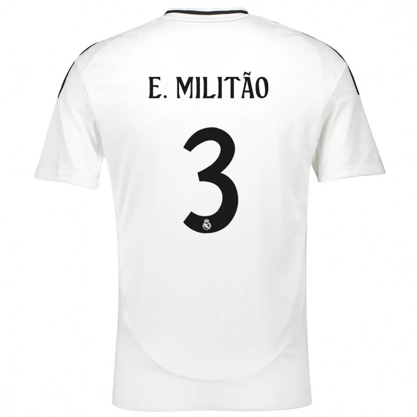 Kinder Fußball Eder Militao #3 Weiß Heimtrikot Trikot 2024/25 T-Shirt Luxemburg