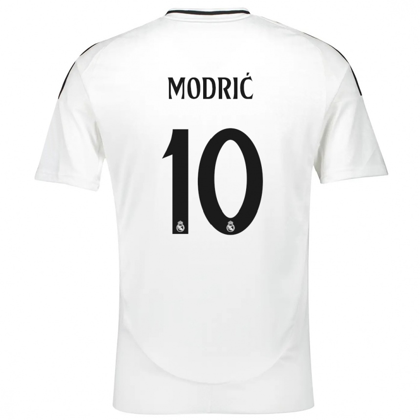 Kinder Fußball Luka Modric #10 Weiß Heimtrikot Trikot 2024/25 T-Shirt Luxemburg