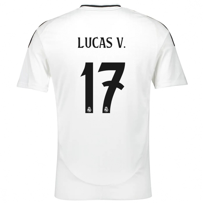 Kinder Fußball Lucas Vazquez #17 Weiß Heimtrikot Trikot 2024/25 T-Shirt Luxemburg