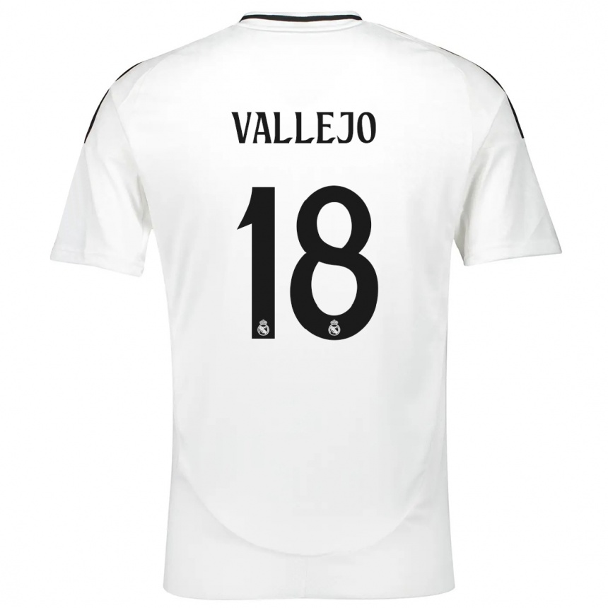 Kinder Fußball Jesus Vallejo #18 Weiß Heimtrikot Trikot 2024/25 T-Shirt Luxemburg