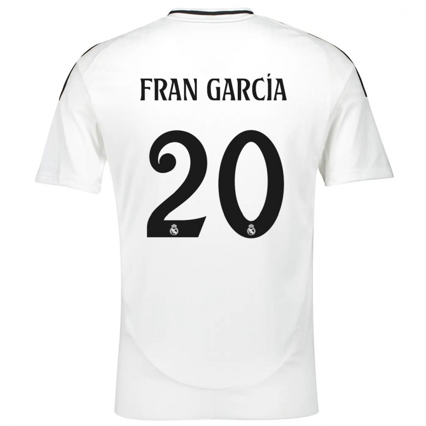 Kinder Fußball Fran García #20 Weiß Heimtrikot Trikot 2024/25 T-Shirt Luxemburg