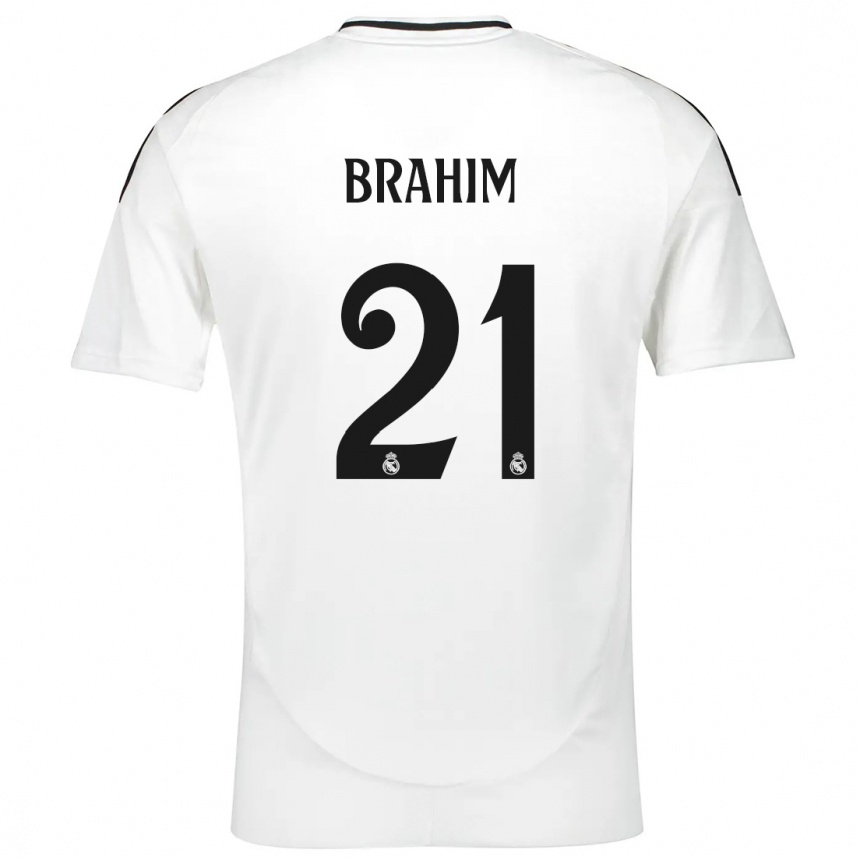 Kinder Fußball Brahim Diaz #21 Weiß Heimtrikot Trikot 2024/25 T-Shirt Luxemburg