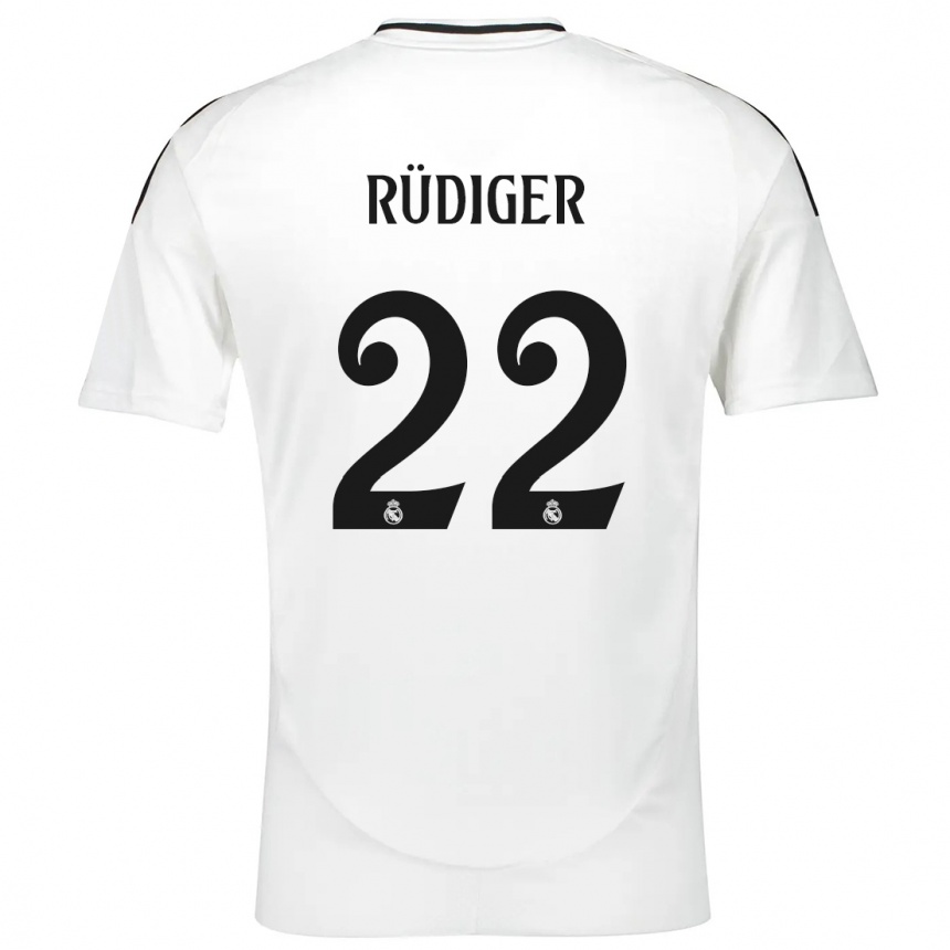 Kinder Fußball Antonio Rüdiger #22 Weiß Heimtrikot Trikot 2024/25 T-Shirt Luxemburg