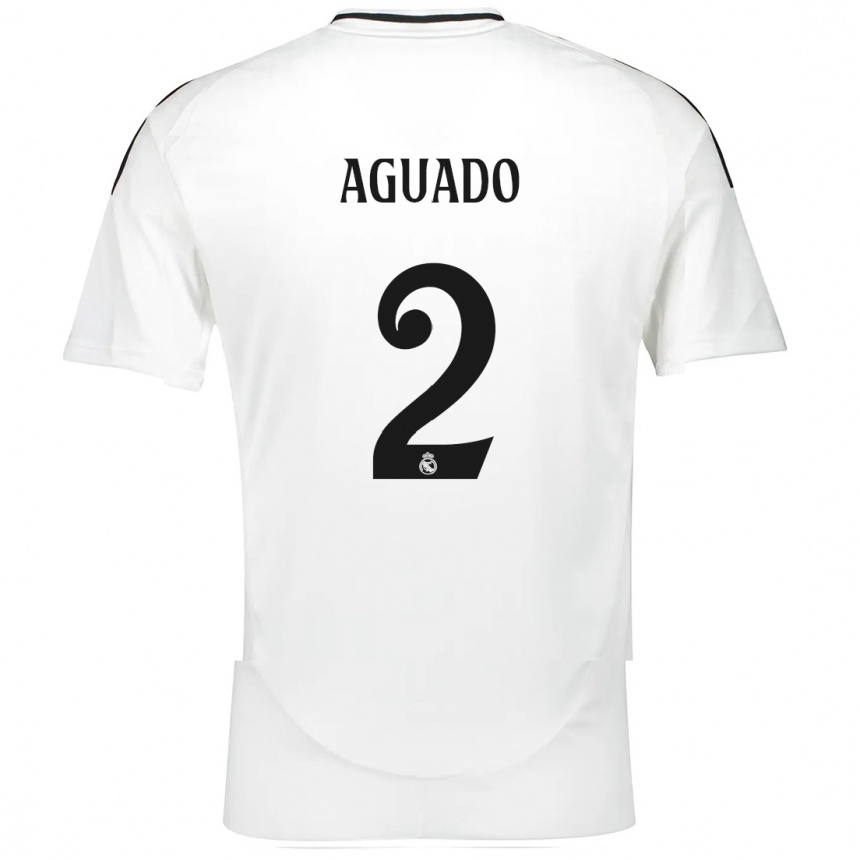 Kinder Fußball Lorenzo Aguado #2 Weiß Heimtrikot Trikot 2024/25 T-Shirt Luxemburg