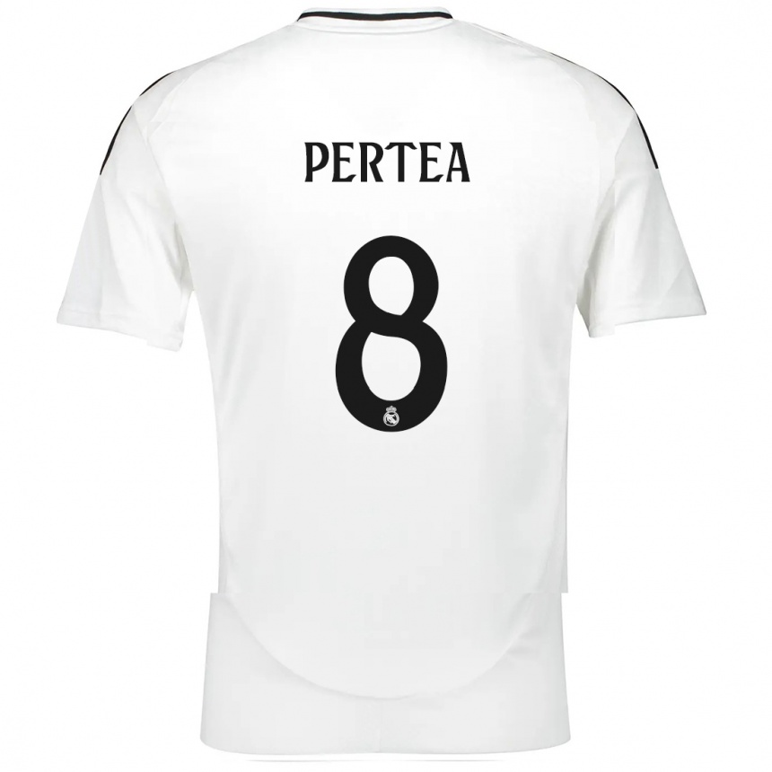 Kinder Fußball Raul Pertea #8 Weiß Heimtrikot Trikot 2024/25 T-Shirt Luxemburg