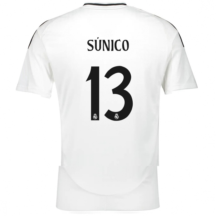 Kinder Fußball Guille Súnico #13 Weiß Heimtrikot Trikot 2024/25 T-Shirt Luxemburg