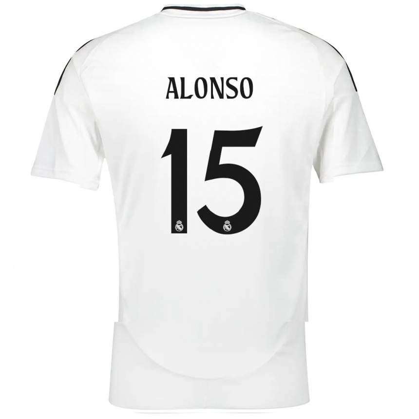 Kinder Fußball Borja Alonso #15 Weiß Heimtrikot Trikot 2024/25 T-Shirt Luxemburg