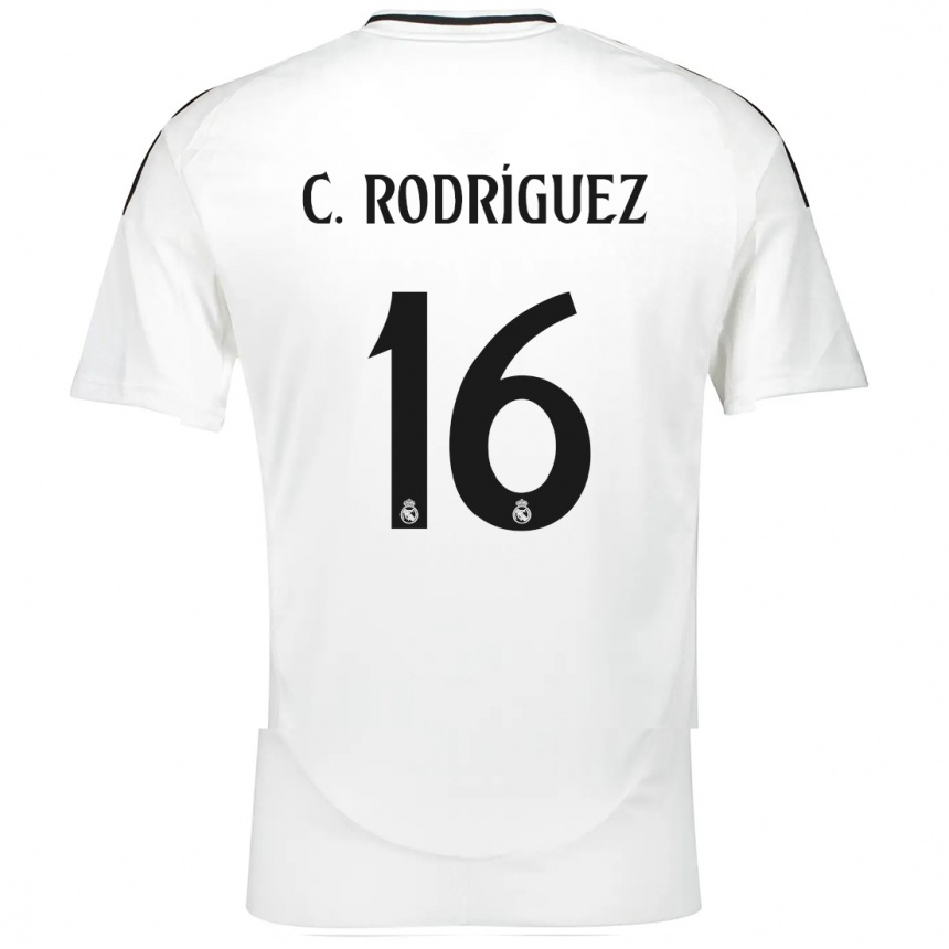 Kinder Fußball Carlos Rodríguez #16 Weiß Heimtrikot Trikot 2024/25 T-Shirt Luxemburg