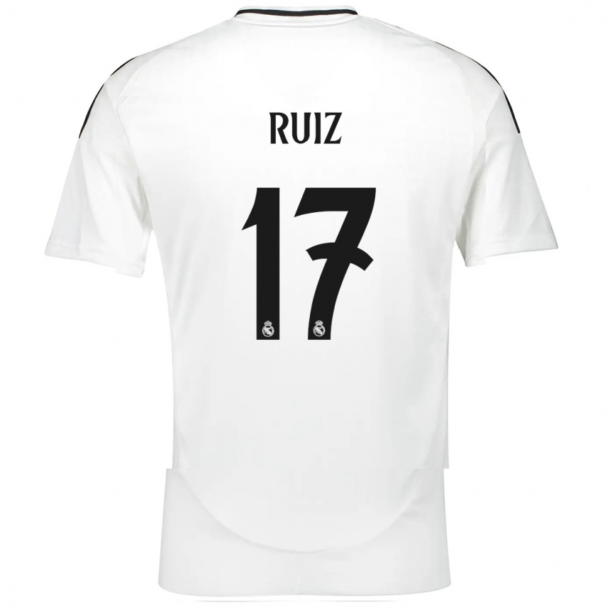 Kinder Fußball David Ruiz #17 Weiß Heimtrikot Trikot 2024/25 T-Shirt Luxemburg