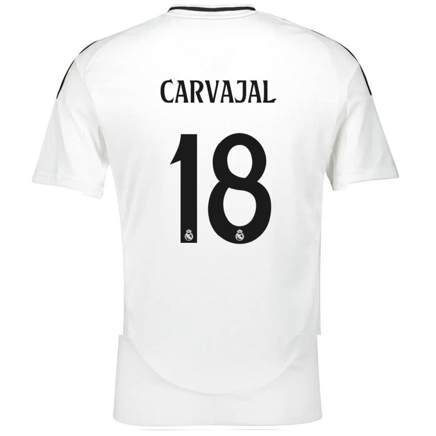 Kinder Fußball Angel Carvajal #18 Weiß Heimtrikot Trikot 2024/25 T-Shirt Luxemburg