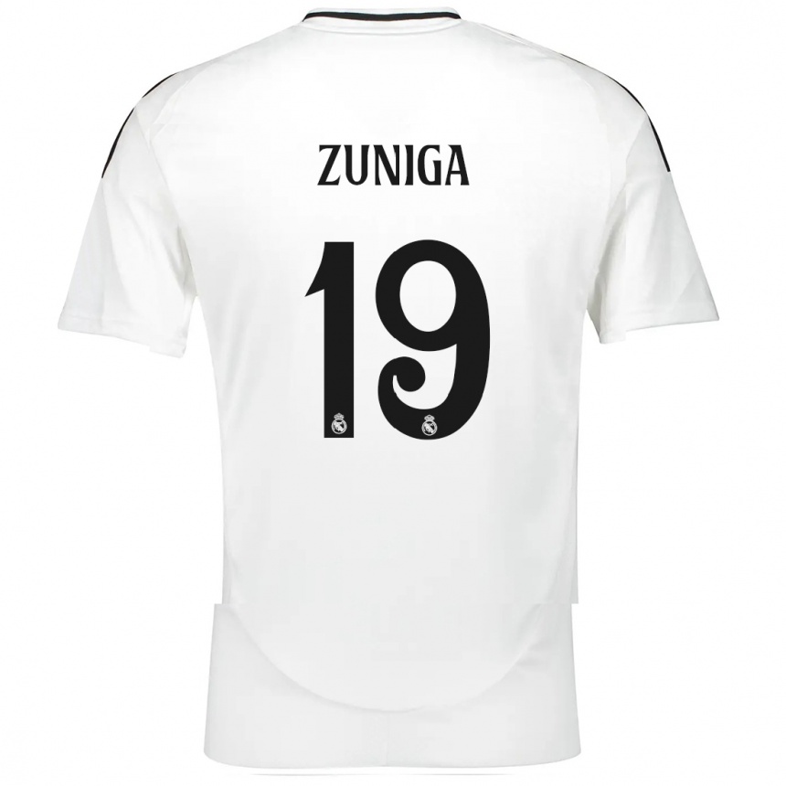 Kinder Fußball Loren Zúñiga #19 Weiß Heimtrikot Trikot 2024/25 T-Shirt Luxemburg