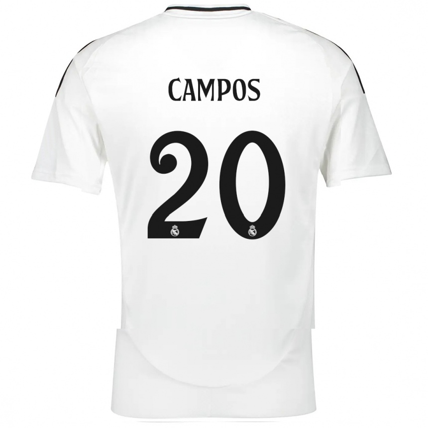 Kinder Fußball Andrés Campos #20 Weiß Heimtrikot Trikot 2024/25 T-Shirt Luxemburg