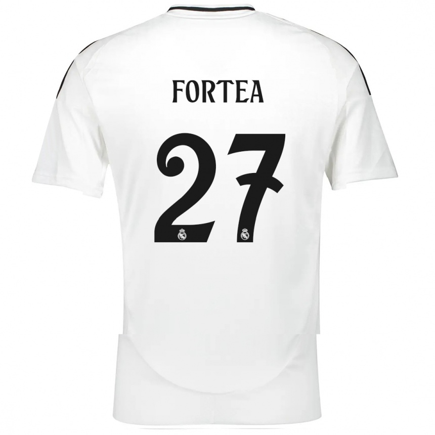 Kinder Fußball Jesús Fortea #27 Weiß Heimtrikot Trikot 2024/25 T-Shirt Luxemburg