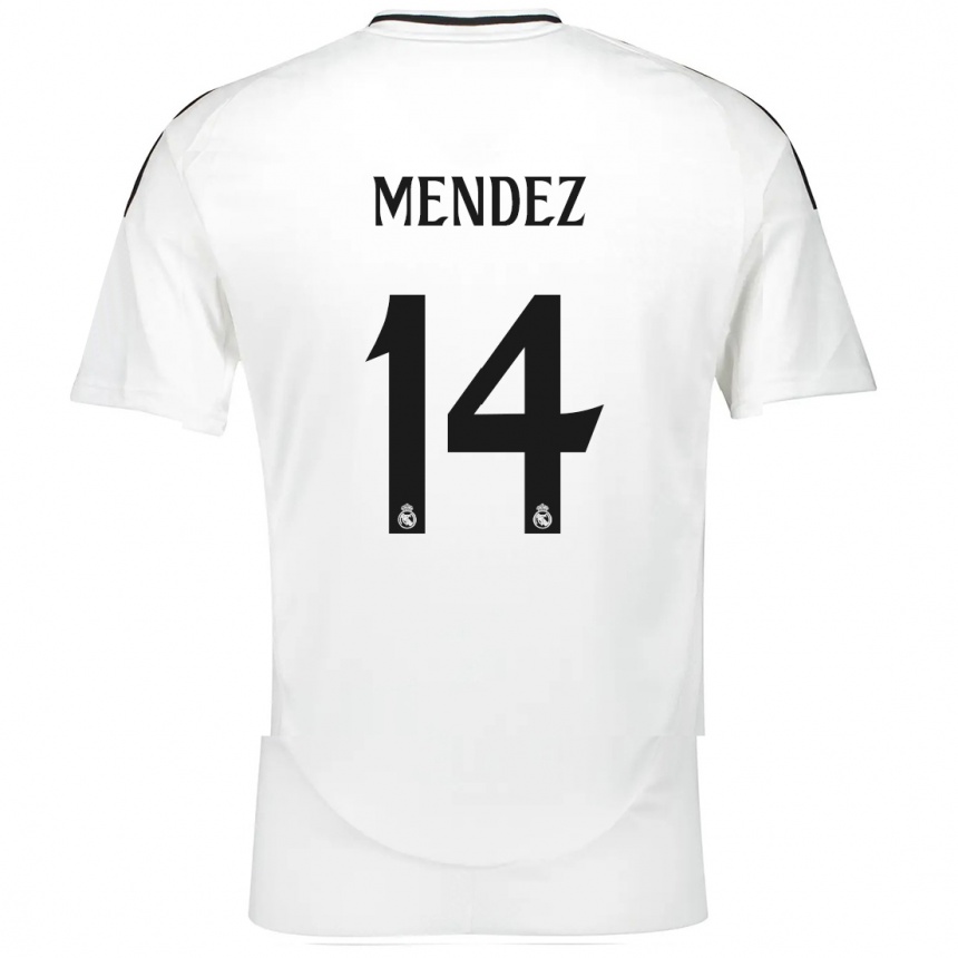 Kinder Fußball María Méndez #14 Weiß Heimtrikot Trikot 2024/25 T-Shirt Luxemburg