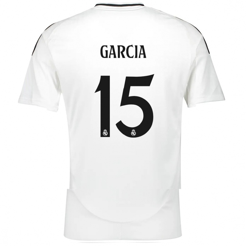 Kinder Fußball Sheila García #15 Weiß Heimtrikot Trikot 2024/25 T-Shirt Luxemburg