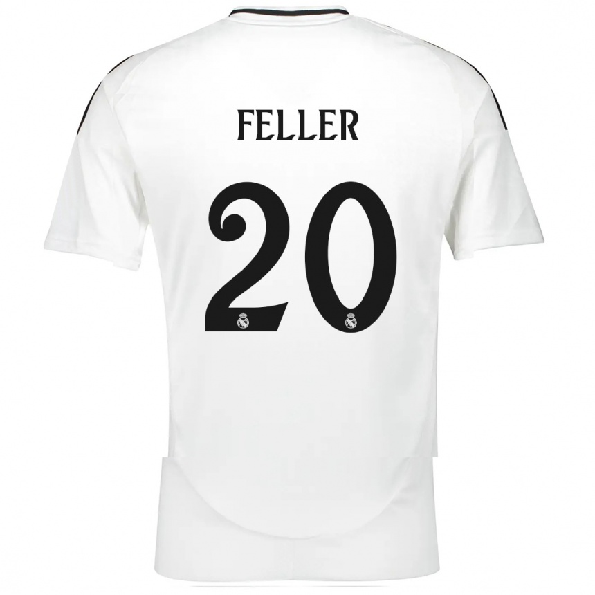 Kinder Fußball Naomie Feller #20 Weiß Heimtrikot Trikot 2024/25 T-Shirt Luxemburg