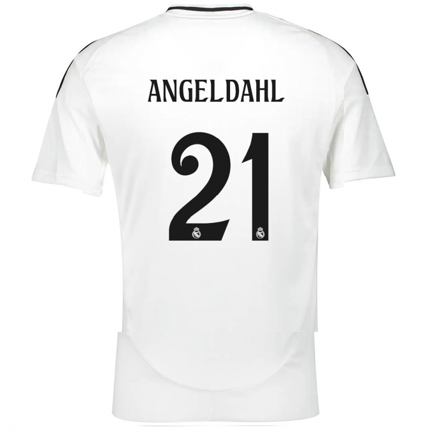 Kinder Fußball Filippa Angeldahl #21 Weiß Heimtrikot Trikot 2024/25 T-Shirt Luxemburg