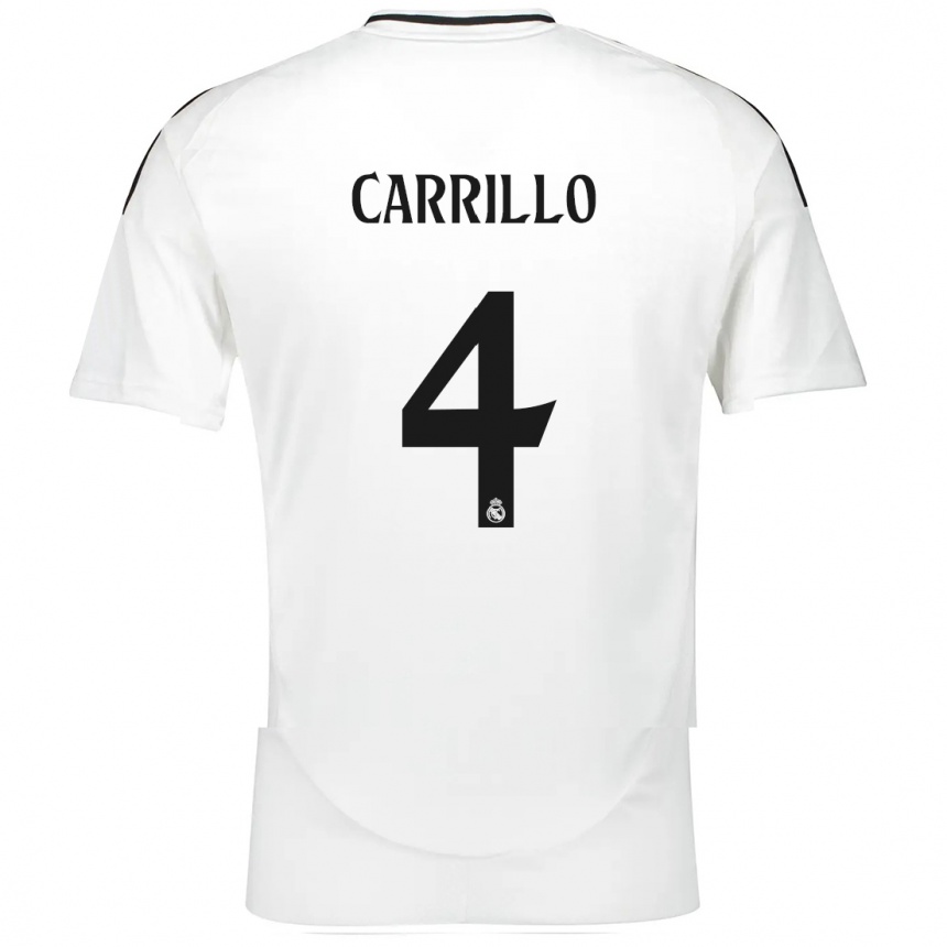 Kinder Fußball Álvaro Carrillo #4 Weiß Heimtrikot Trikot 2024/25 T-Shirt Luxemburg