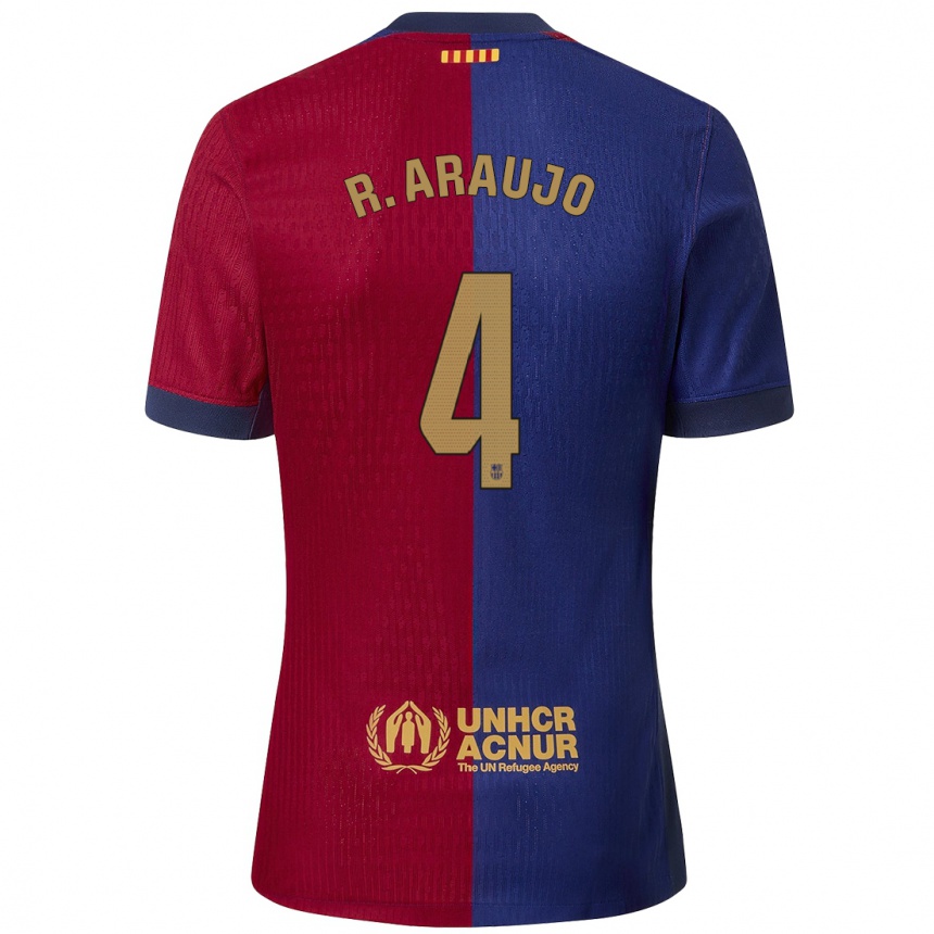 Kinder Fußball Ronald Araujo #4 Blau Rot Heimtrikot Trikot 2024/25 T-Shirt Luxemburg