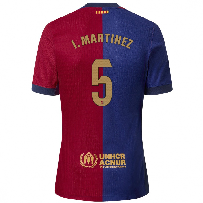 Kinder Fußball Iñigo Martínez #5 Blau Rot Heimtrikot Trikot 2024/25 T-Shirt Luxemburg