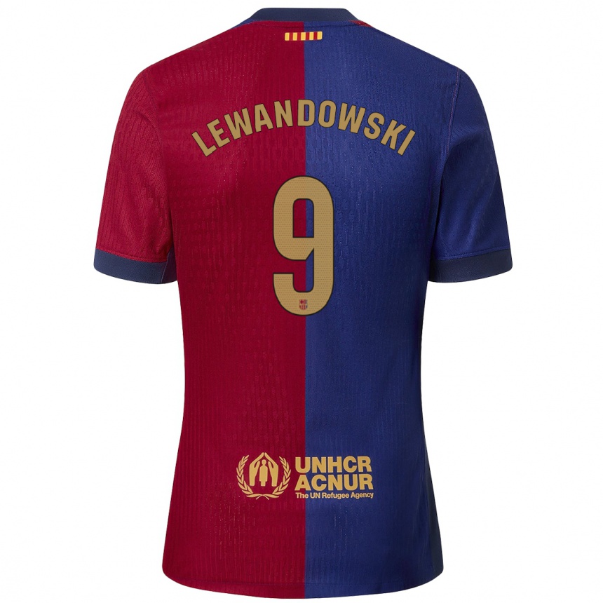 Kinder Fußball Robert Lewandowski #9 Blau Rot Heimtrikot Trikot 2024/25 T-Shirt Luxemburg