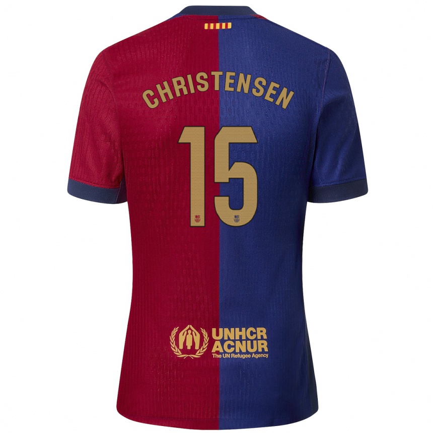 Kinder Fußball Andreas Christensen #15 Blau Rot Heimtrikot Trikot 2024/25 T-Shirt Luxemburg