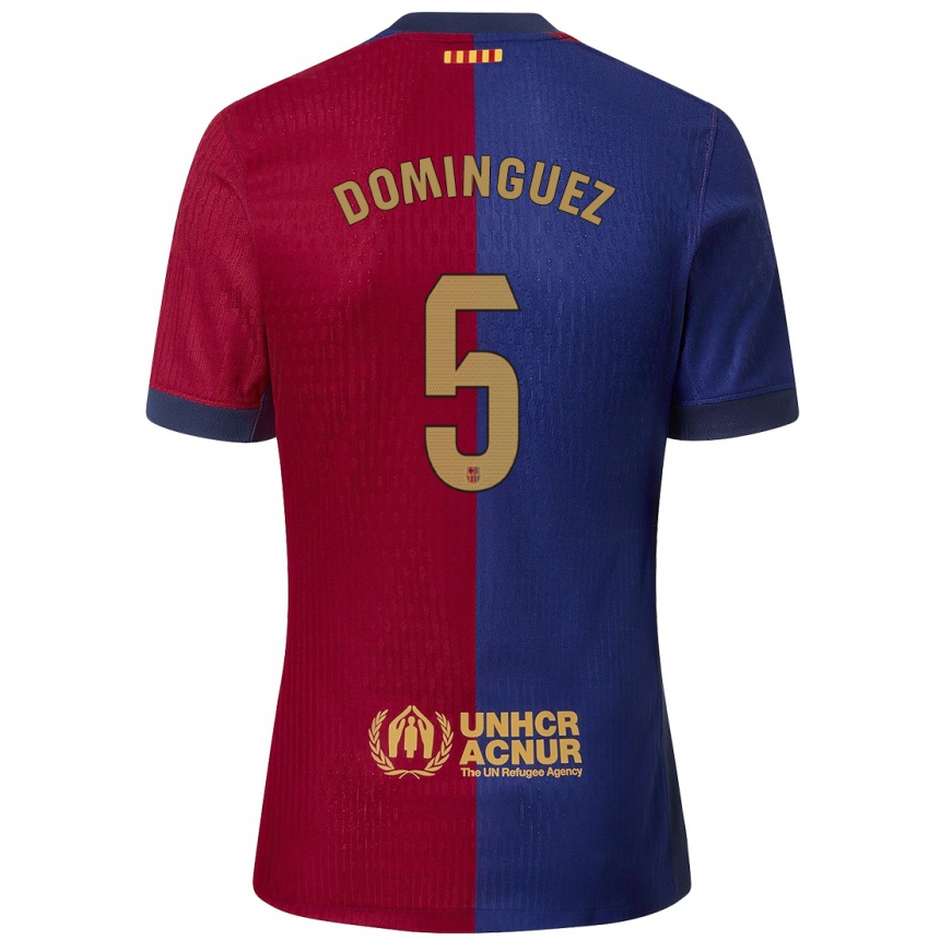 Kinder Fußball Sergi Dominguez #5 Blau Rot Heimtrikot Trikot 2024/25 T-Shirt Luxemburg