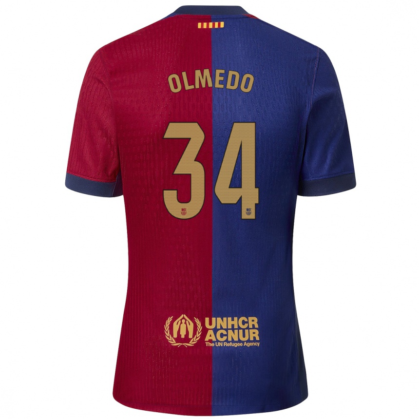 Kinder Fußball Alexis Olmedo #34 Blau Rot Heimtrikot Trikot 2024/25 T-Shirt Luxemburg