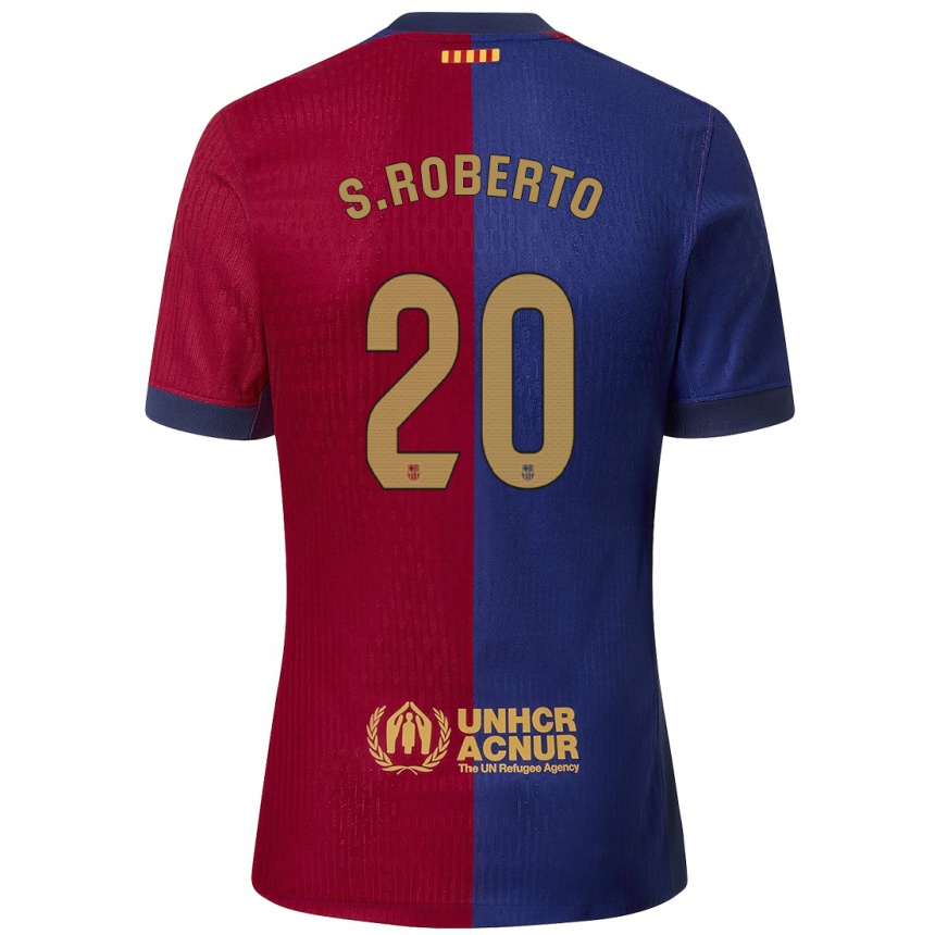 Kinder Fußball Sergi Roberto #20 Blau Rot Heimtrikot Trikot 2024/25 T-Shirt Luxemburg