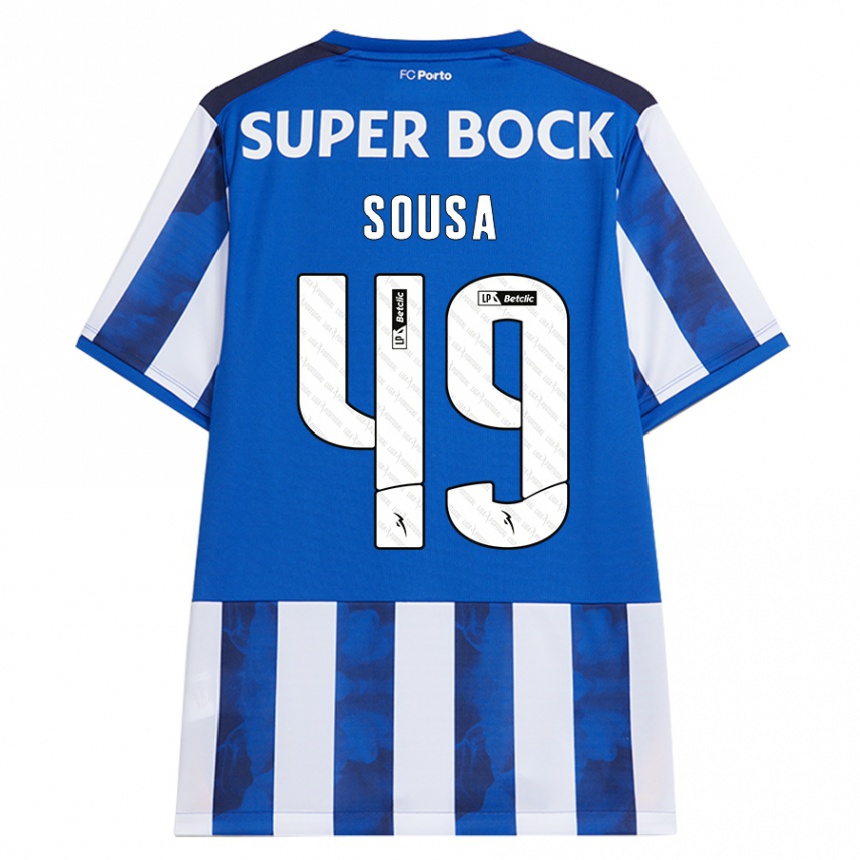 Kinder Fußball Gonçalo Sousa #49 Blau Weiß Heimtrikot Trikot 2024/25 T-Shirt Luxemburg