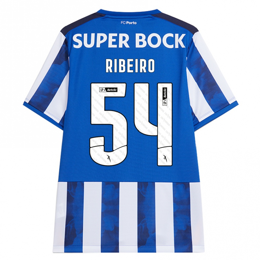 Kinder Fußball António Ribeiro #54 Blau Weiß Heimtrikot Trikot 2024/25 T-Shirt Luxemburg